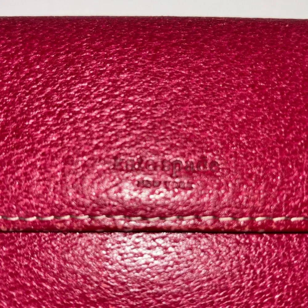 Kate Spade New York Vintage Trifold Large Red Leather Wallet with Checkbook